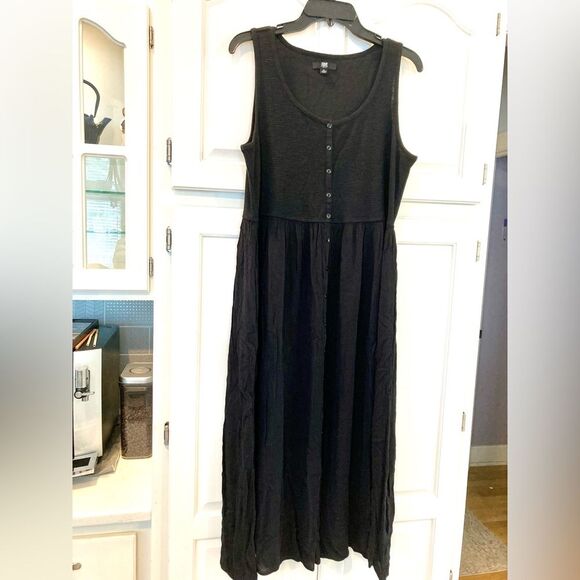 Frye Cotton Rayon Mix Media Basic Witchy Sleeveless Maxi Dress with Pockets XL - Picture 2 of 9